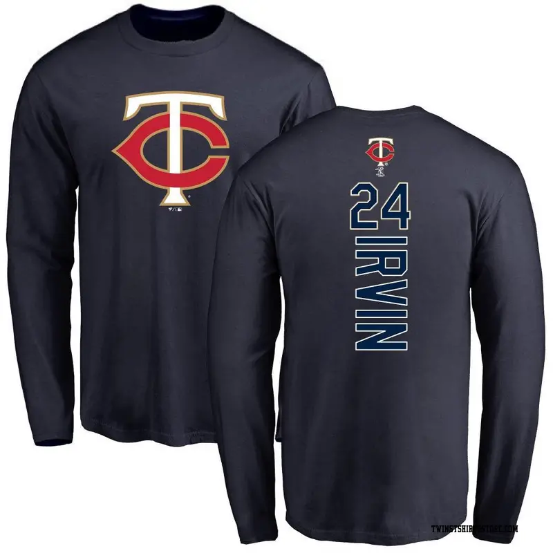 Men's Minnesota Twins ＃24 Cole Irvin Navy Backer Long Sleeve T-Shirt