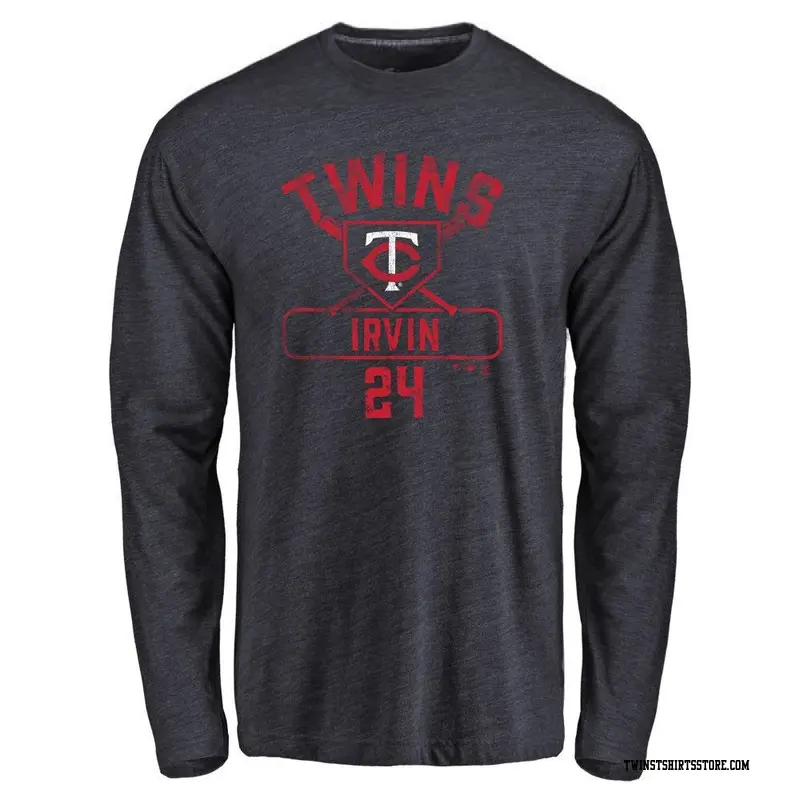 Men's Minnesota Twins ＃24 Cole Irvin Navy Base Runner Long Sleeve T-Shirt