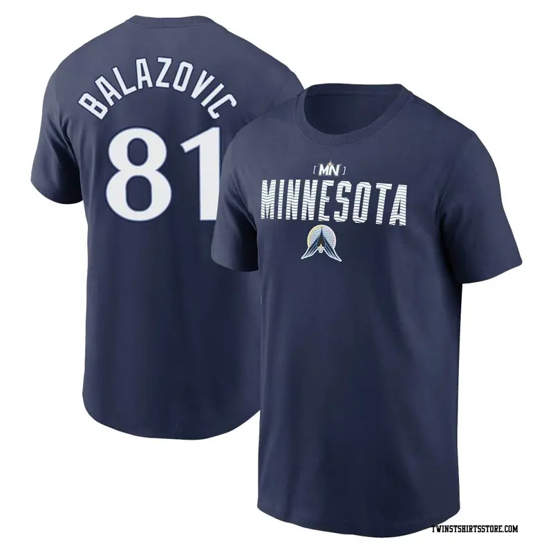 Men's Minnesota Twins ＃81 Jordan Balazovic Navy 2024 City Connect Graphic Name & Number T-Shirt