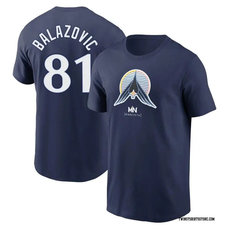 Men's Minnesota Twins ＃81 Jordan Balazovic Navy 2024 City Connect Name & Number T-Shirt