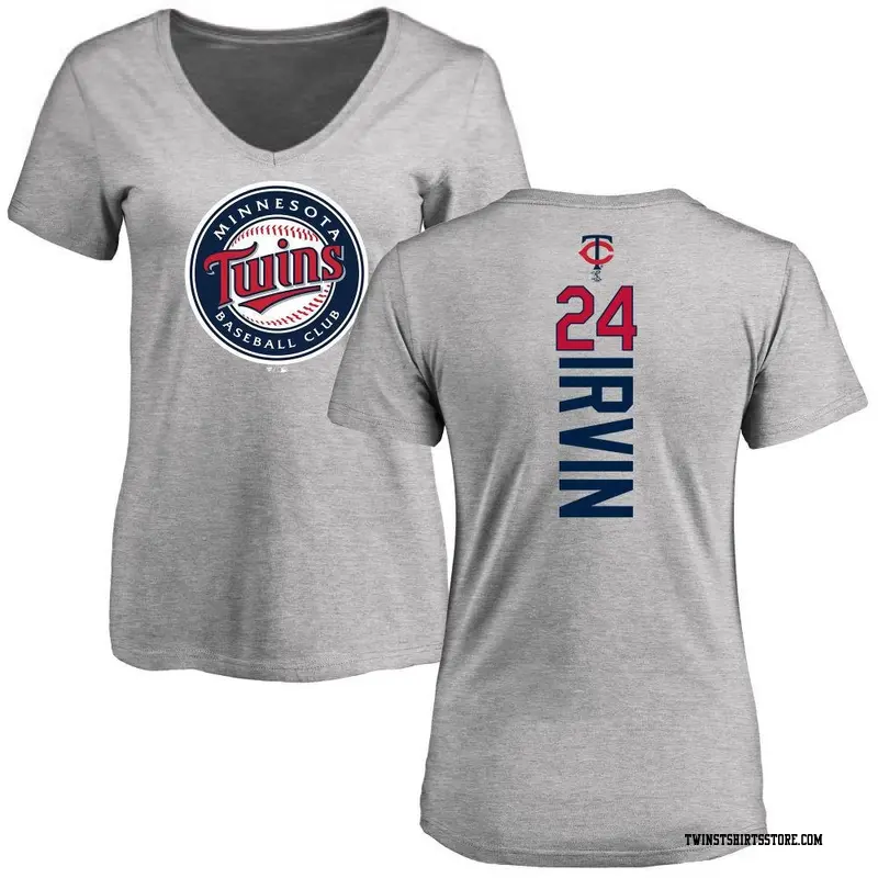 Women's Minnesota Twins ＃24 Cole Irvin Ash Backer Slim Fit T-Shirt