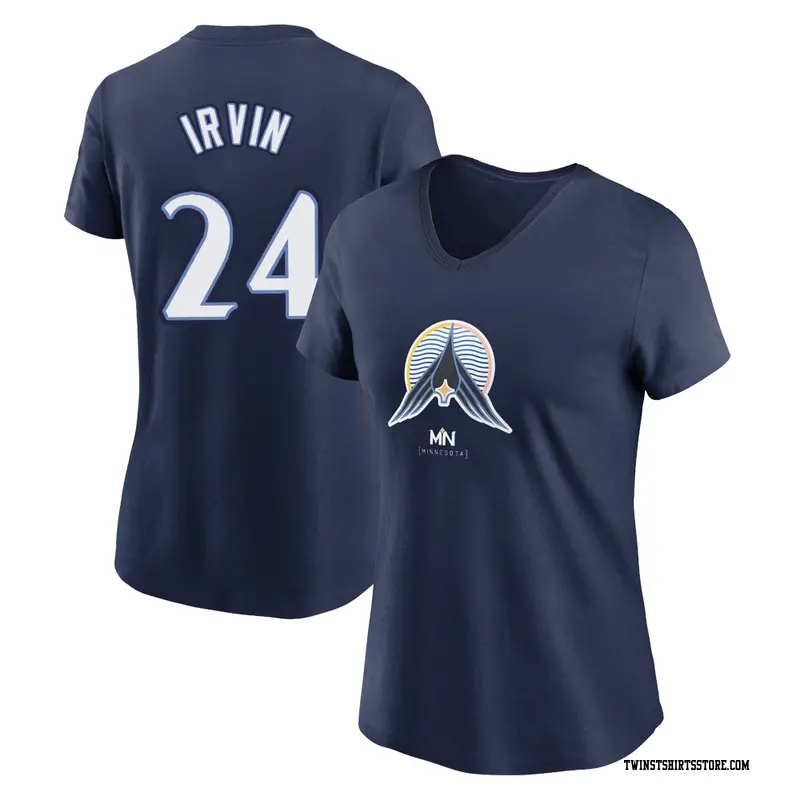 Women's Minnesota Twins ＃24 Cole Irvin Navy 2024 City Connect Name & Number V-Neck T-Shirt