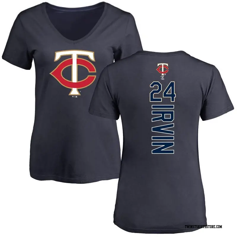 Women's Minnesota Twins ＃24 Cole Irvin Navy Backer Slim Fit T-Shirt