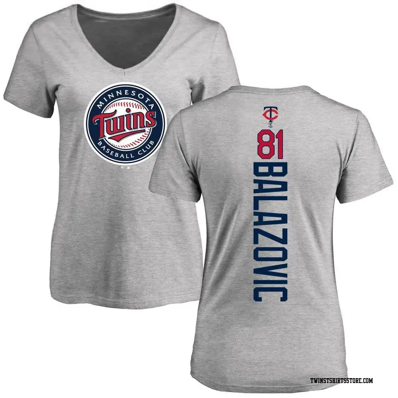 Women's Minnesota Twins ＃81 Jordan Balazovic Ash Backer Slim Fit T-Shirt