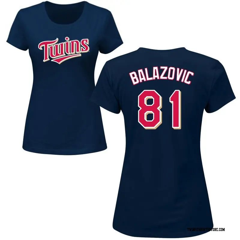 Women's Minnesota Twins ＃81 Jordan Balazovic Navy Roster Name & Number T-Shirt