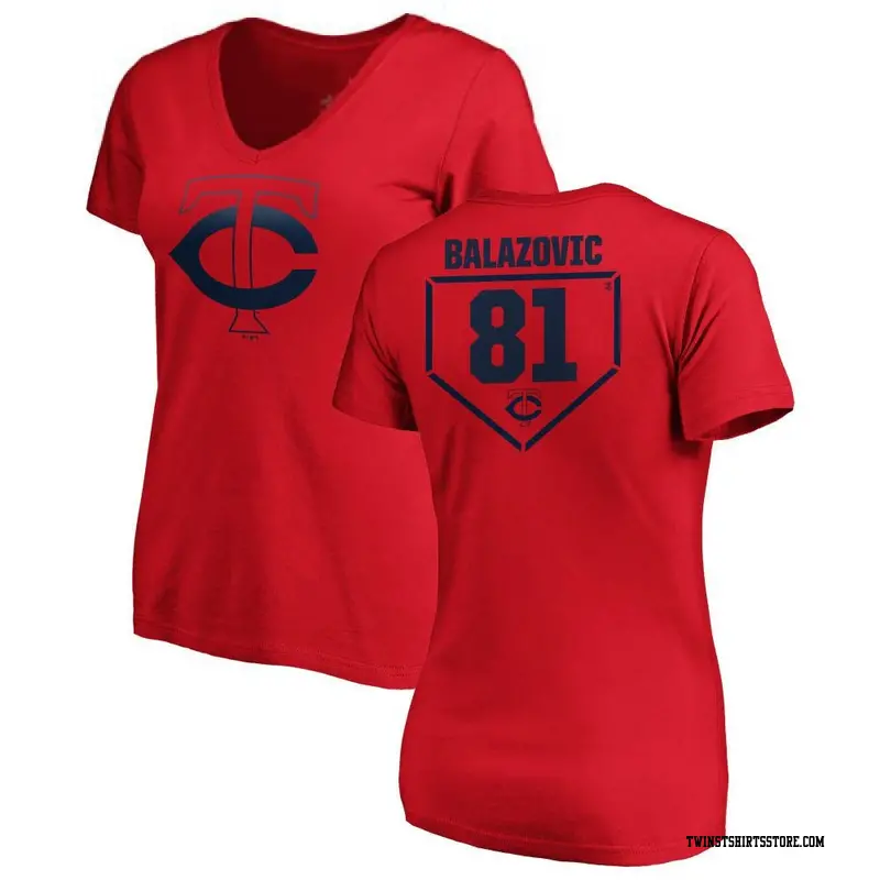 Women's Minnesota Twins ＃81 Jordan Balazovic Red Branded RBI Slim Fit V-Neck T-Shirt